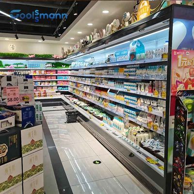 LED Open Showcase Chiller Supermarket Owoce Warzywa Kurtyna powietrzna Witryna